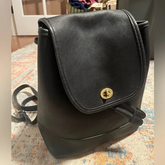 Coach vintage 90s black leather daypack backpack - Picture 13 of 15